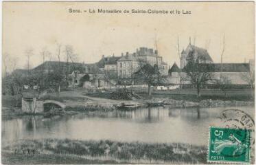 1 vue Sens. Le monastère de Sainte-Colombe et le lac.