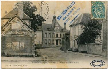 1 vue Sormery. Maison d'école et mairie.