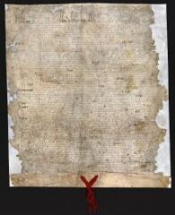 1 vue Charte de Jean de Sainte-Croix portant remise aux habitants du droit de garenne sur leurs héritages ; ledit seigneur ayant égard aux désastres occasionnés aux héritages, tant par les guerres civiles que par les lapins et autres bêtes qui mangeaient les céréales avant la récolte.