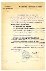 ouvrir dans la visionneuse : 1 vue Courrier du maire de Sens demandant le remboursement des frais nécessités par l'enlèvement des plaques « Bouillon Kub »
