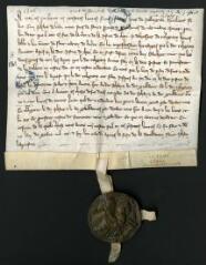 2 vues Donation par noble Gui de Beaumont, seigneur de Cheny, de 30 s. de rente sur la rivière dudit lieu, en compensation de 6 s. 8 d. de rente légués par feu Jacques, son frère, chanoine d'Auxerre, à l'abbaye Saint-Marien.