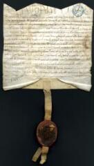 2 vues Chirographe portant mention d'un accord survenu à la suite d'une sentence arbitrale entre l'abbaye de Pontigny et celle de Saint-Germain. Le règlement du moulin Paillard restera tel qu'il était au temps des abbés Hugues et Gervais (1135) ; quittance finale est donnée à Pontigny de deux dîmes que réclamait Saint-Germain sur des vignobles à Sergines et à Beletain.