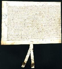 2 vues Vidimus par le garde du scel de la prévôté de Lignyd'un acte de l'official de Langres portant codicille du testament de Jacques du Meix, de Ligny, par lequel il réduit à 40 sous la rente annuelle qu'il a laissée à l'abbaye de Pontigny pour la célébration de son anniversaire. Envoi en possession de ladite rente.
